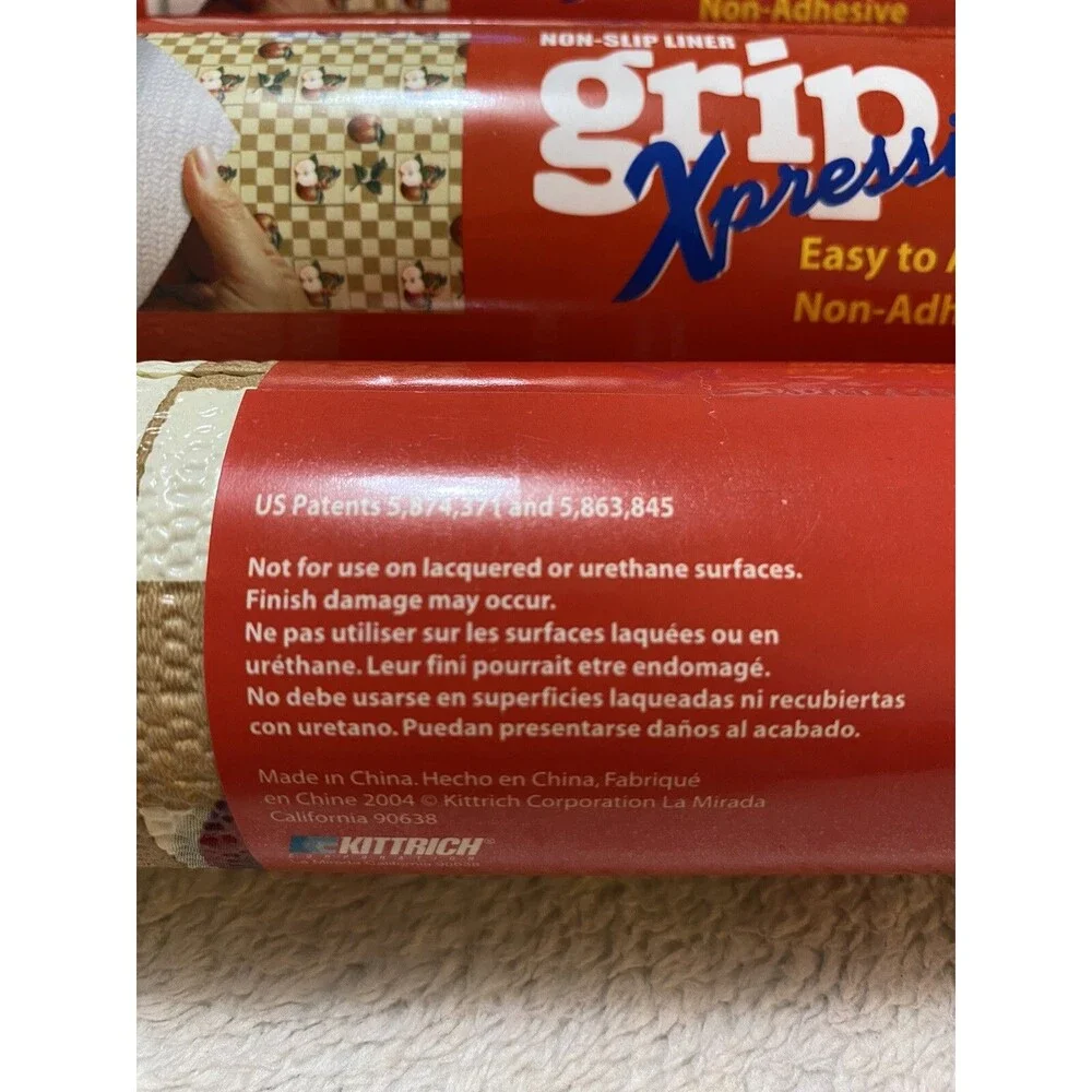 Vintage Grip Expressions Apple Check Non Slip Shelf Liner Lot 3 Rolls Farmhouse